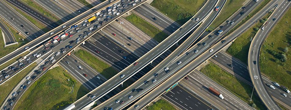 Aerial photo of a motorway junction
