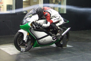 Motorbike in wind tunnel